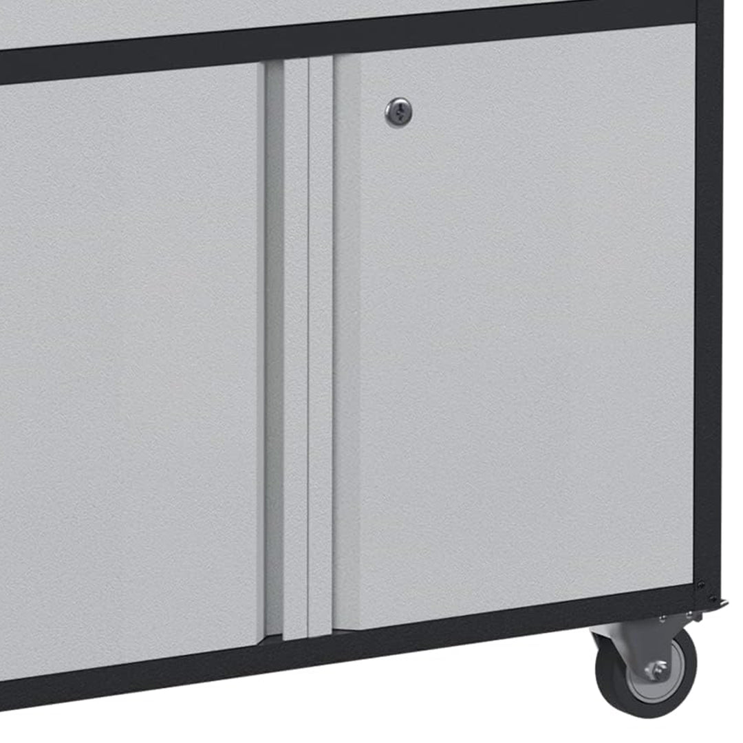 AOBABO Steel Lockable Wheeled Storage Cabinet w/Drawer & Shelves, Black/Grey