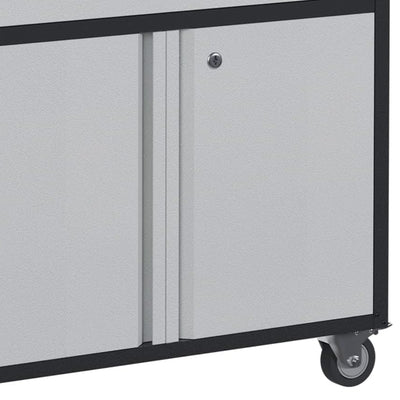 AOBABO Steel Lockable Wheeled Cabinet w/Drawer & Shelves, Black/Grey (Open Box) - VMInnovations
