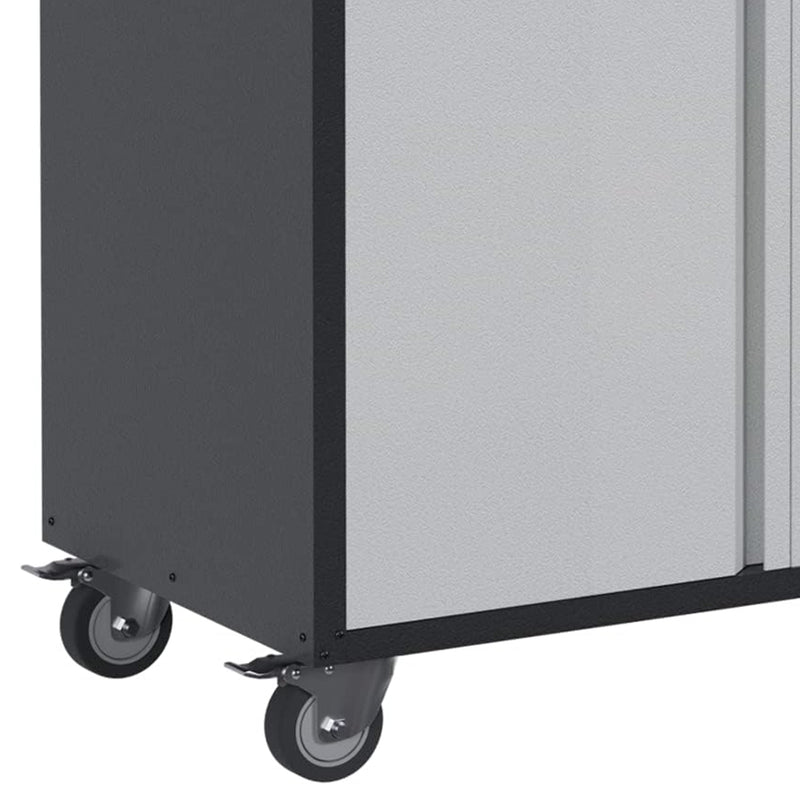 AOBABO Steel Lockable Wheeled Storage Cabinet w/Drawer & Shelves, Black/Grey