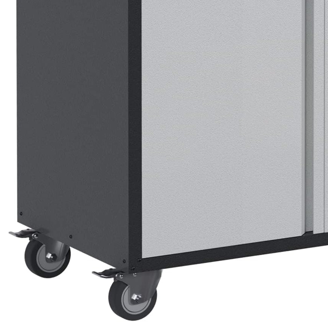 AOBABO Steel Lockable Wheeled Cabinet w/Drawer & Shelves, Black/Grey (Open Box)