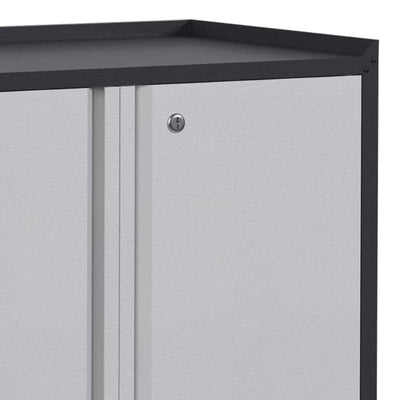 Steel Lockable Wheel Garage Tool Storage Cabinet w/Shelves,Black/Grey(Open Box)