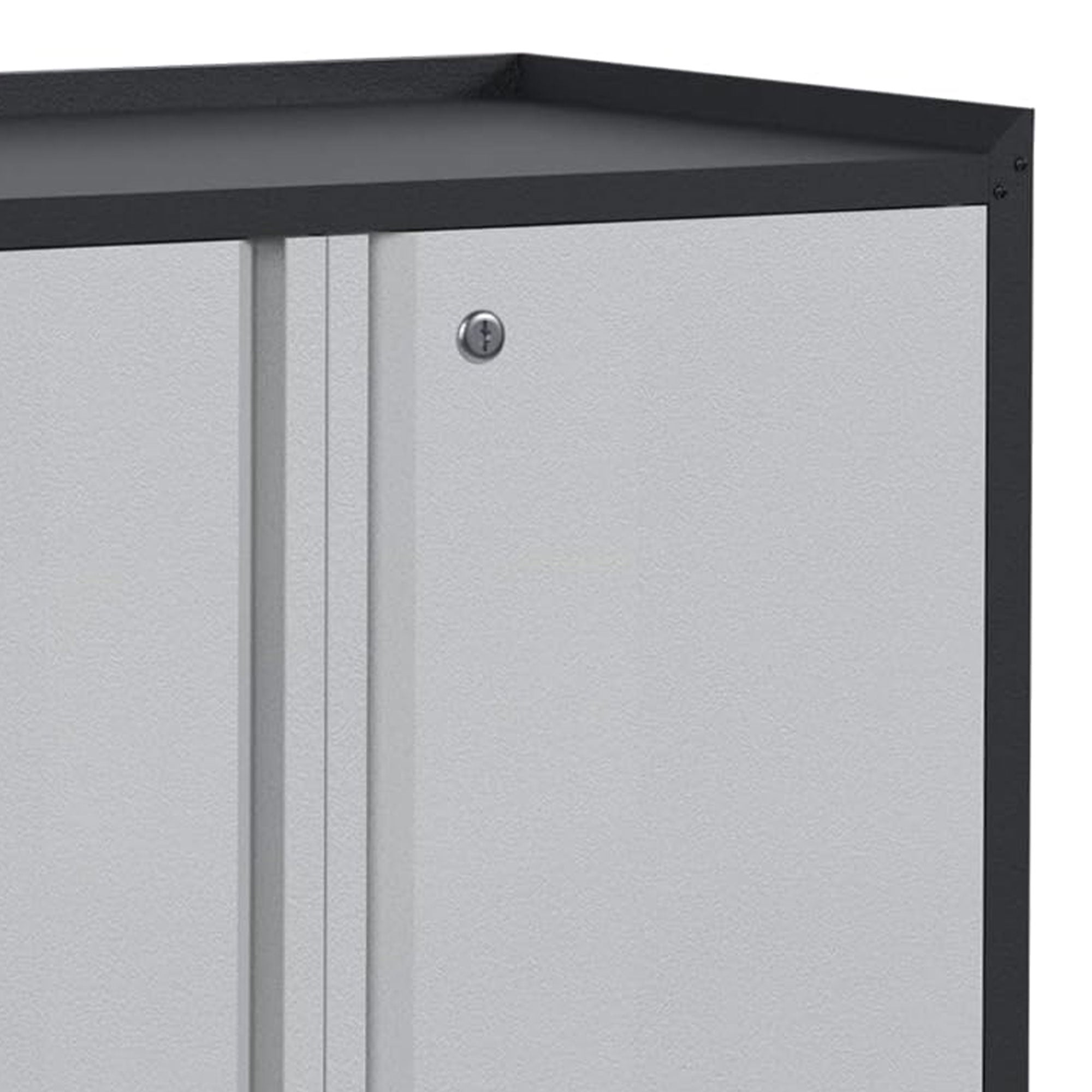 Steel Lockable Wheel Garage Tool Storage Cabinet w/Shelves,Black/Grey(Open Box) - VMInnovations