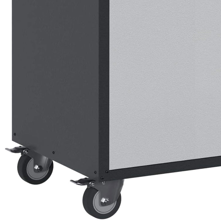 Steel Lockable Wheel Garage Tool Storage Cabinet w/Shelves,Black/Grey(Open Box)