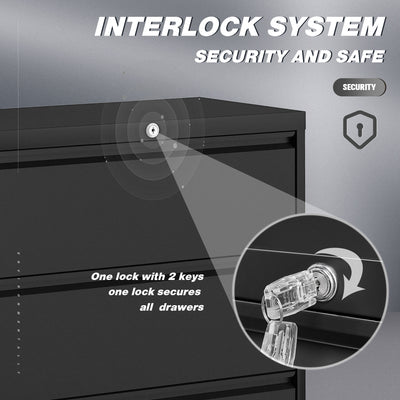 AOBABO 35 Inch Locking 2 Drawer Metal Office Filing Cabinet, Black (For Parts)