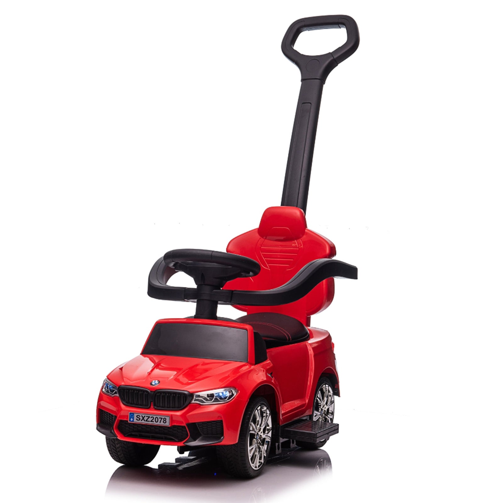 Best Ride On Cars BMW 4 in 1 Ride Car w/Control Bar & LED Lights,Red(Open Box) - VMInnovations