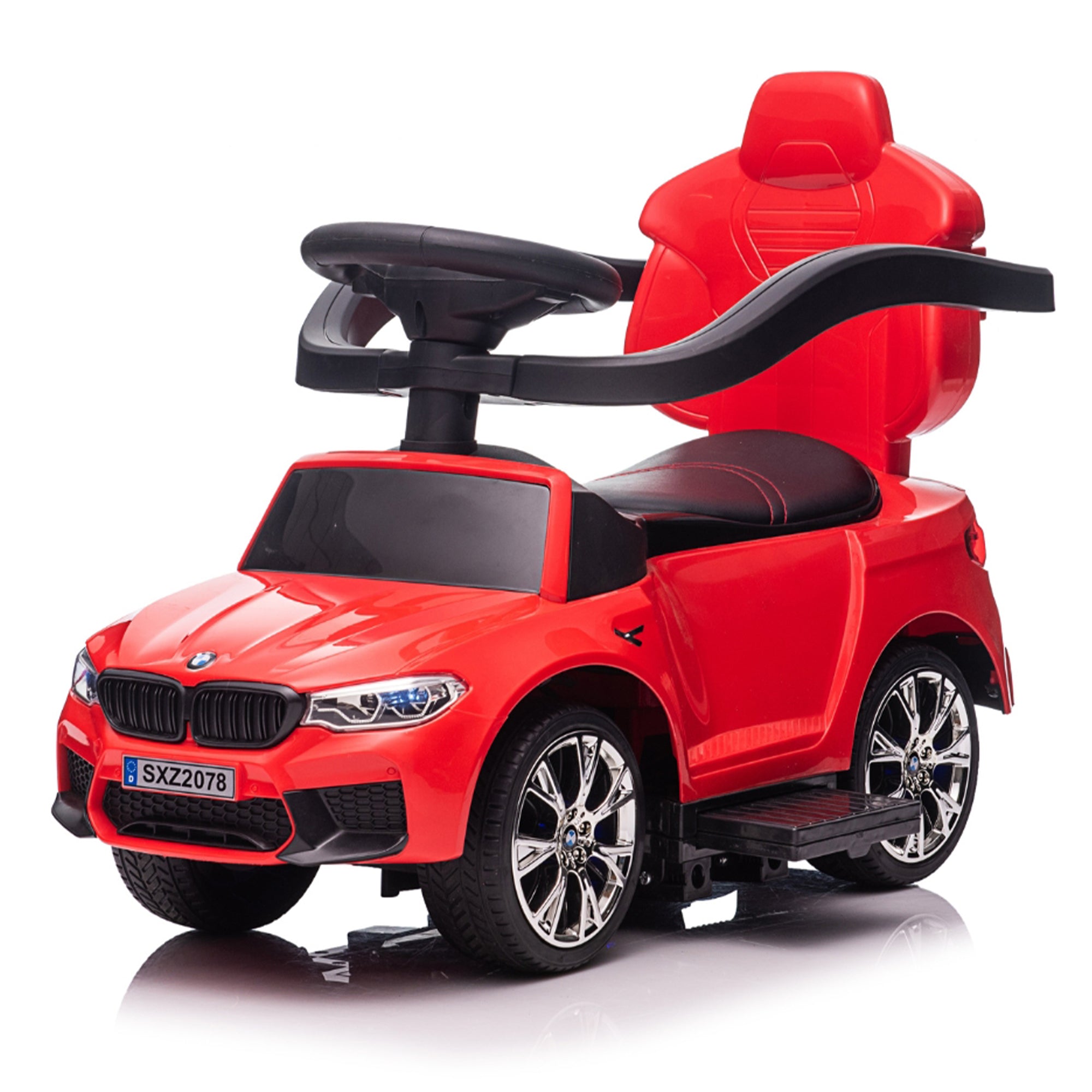 Best Ride On Cars BMW 4 in 1 Ride Car w/Control Bar & LED Lights,Red(Open Box) - VMInnovations