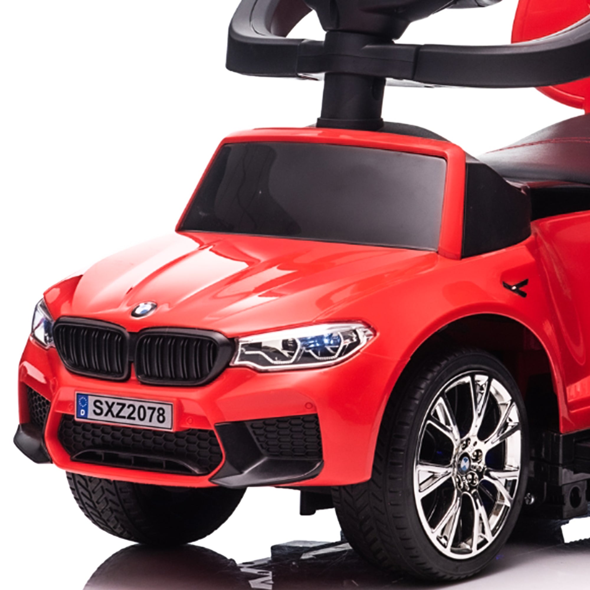 Best Ride On Cars BMW 4 in 1 Ride Car w/Control Bar & LED Lights,Red(Open Box) - VMInnovations