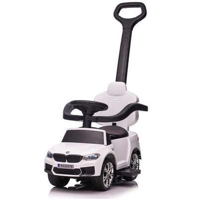 Best Ride On Cars BMW 4 in 1 Push Car w/Control Bar & LED Lights,White(Open Box)