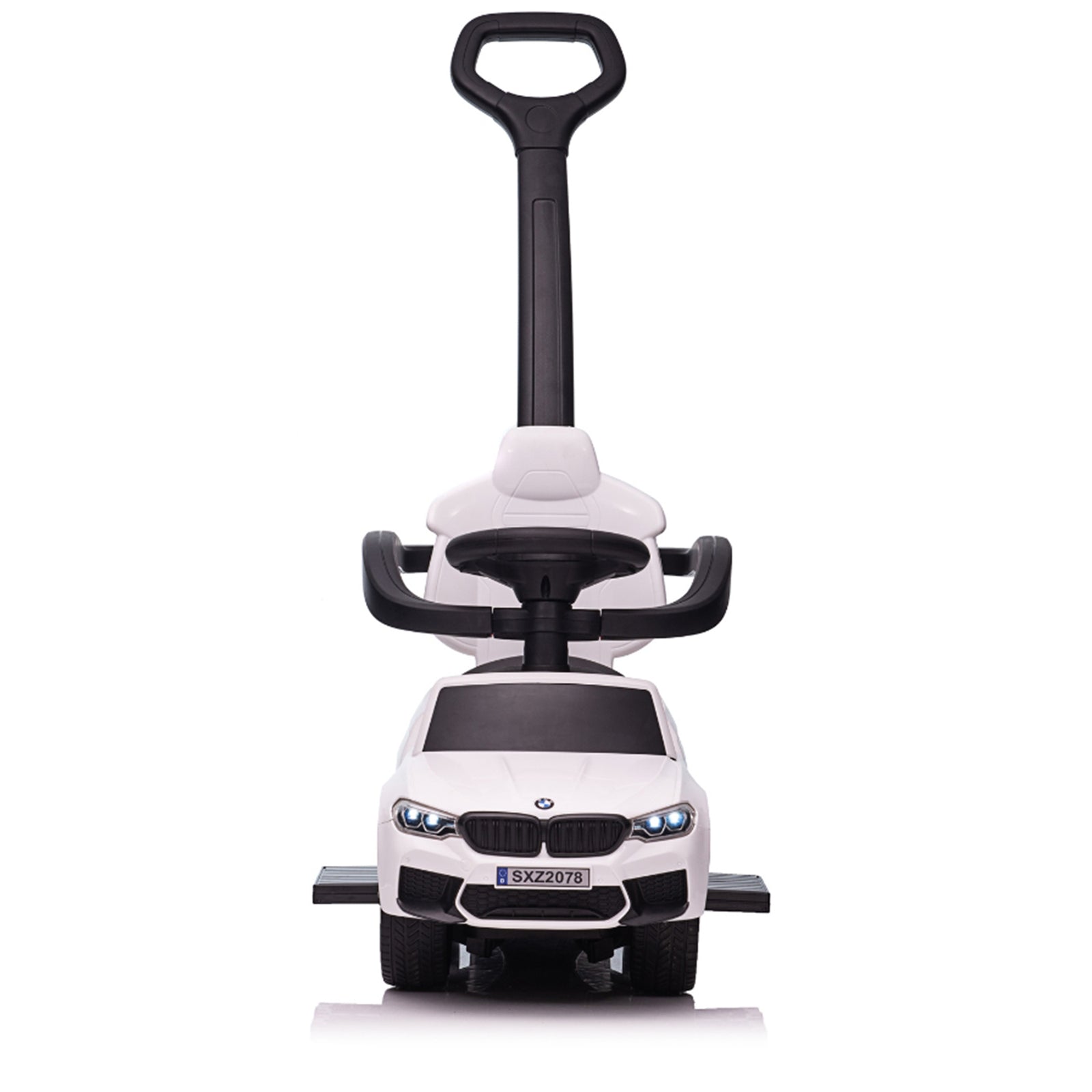 Best Ride On Cars BMW 4 in 1 Ride On Push Car w/ Control Bar & LED Lights, White - VMInnovations