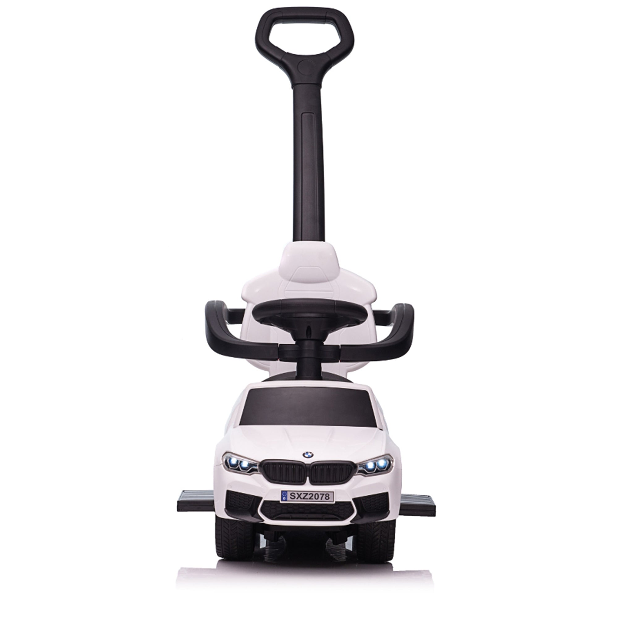 Best Ride On Cars BMW 4 in 1 Push Car w/Control Bar & LED Lights,White(Open Box) - VMInnovations
