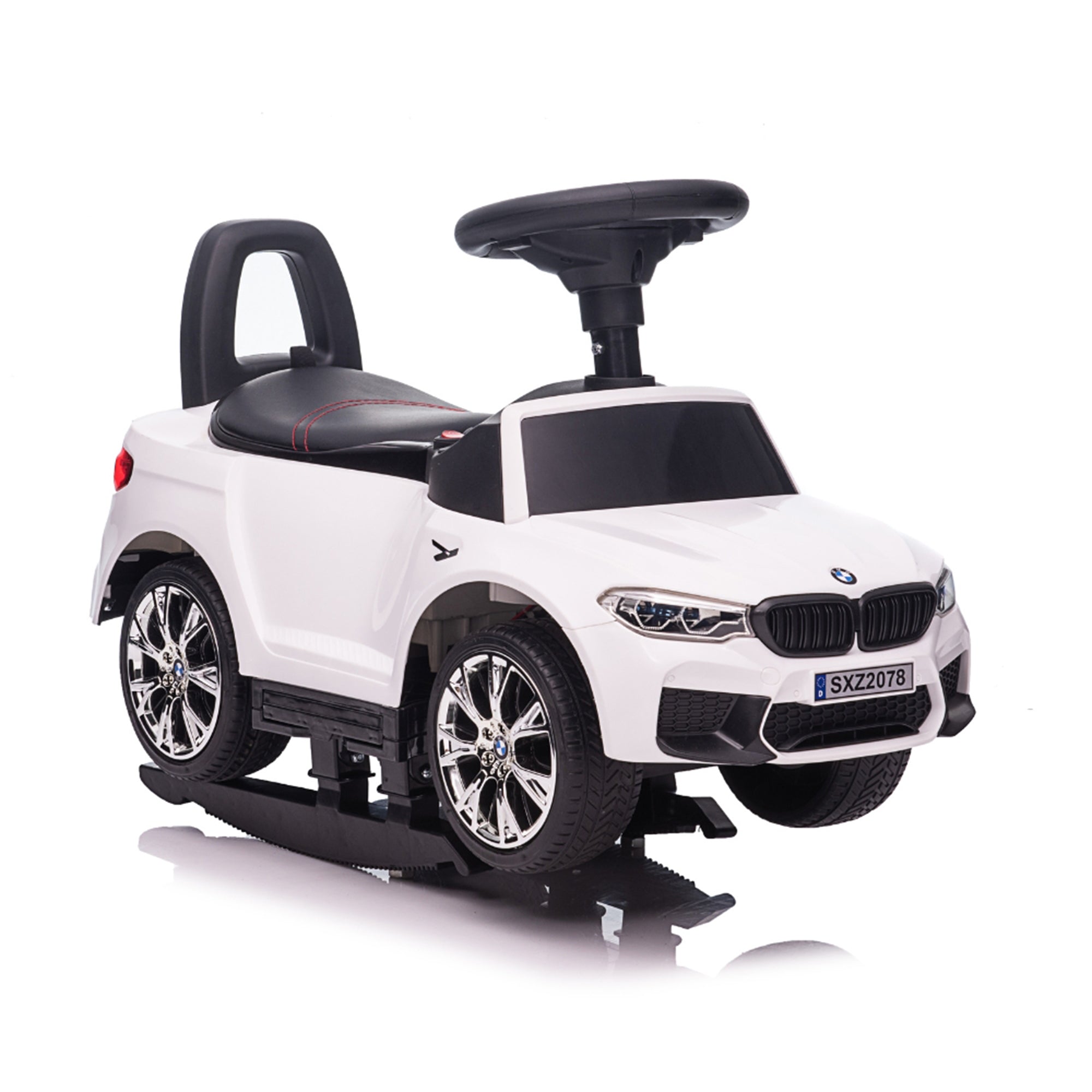 Best Ride On Cars BMW 4 in 1 Push Car w/Control Bar & LED Lights,White(Open Box) - VMInnovations