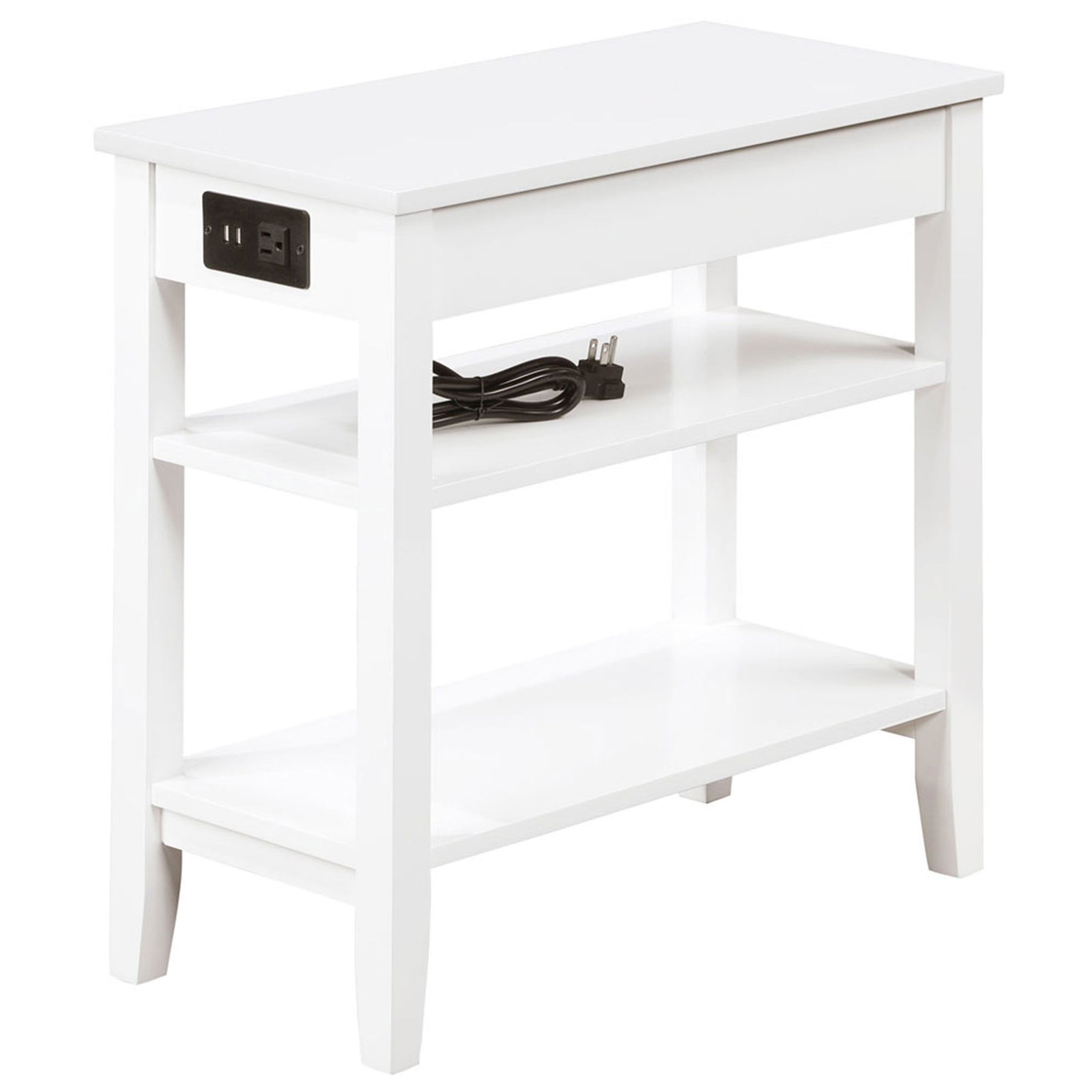 Convenience Concepts American Heritage End Table w/Charging Station, White(Used) - VMInnovations