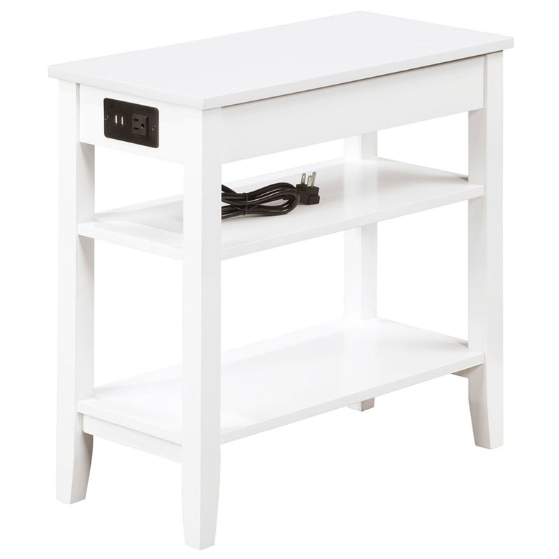 Convenience Concepts American End Table w/Charging Station, White (Open Box)