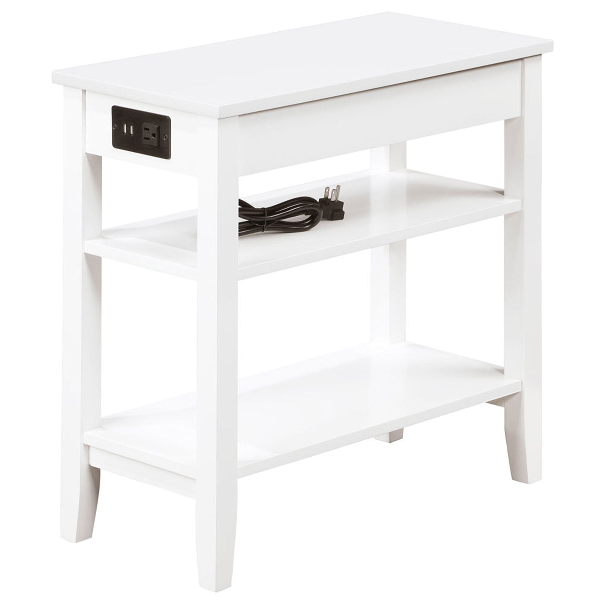 Convenience Concepts American Heritage End Table w/Charging Station, White(Used) - VMInnovations