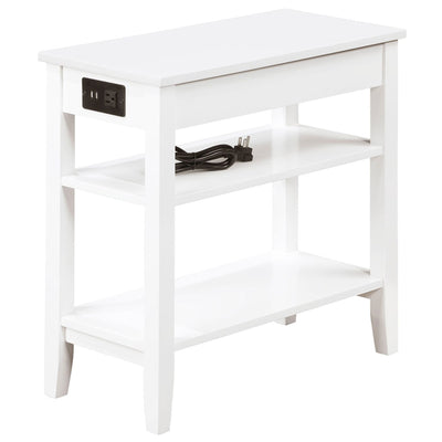 Convenience Concepts American Heritage End Table w/Charging Station, White(Used) - VMInnovations