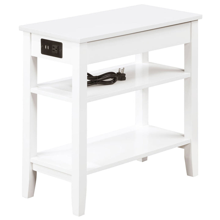 Convenience Concepts American End Table w/Charging Station, White (Open Box)