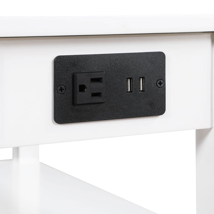 Convenience Concepts American End Table w/Charging Station, White (Open Box) - VMInnovations
