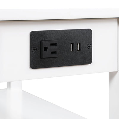 Convenience Concepts American Heritage End Table w/Charging Station, White(Used)