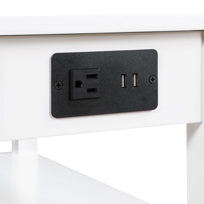 Convenience Concepts American End Table w/Charging Station, White (Open Box)