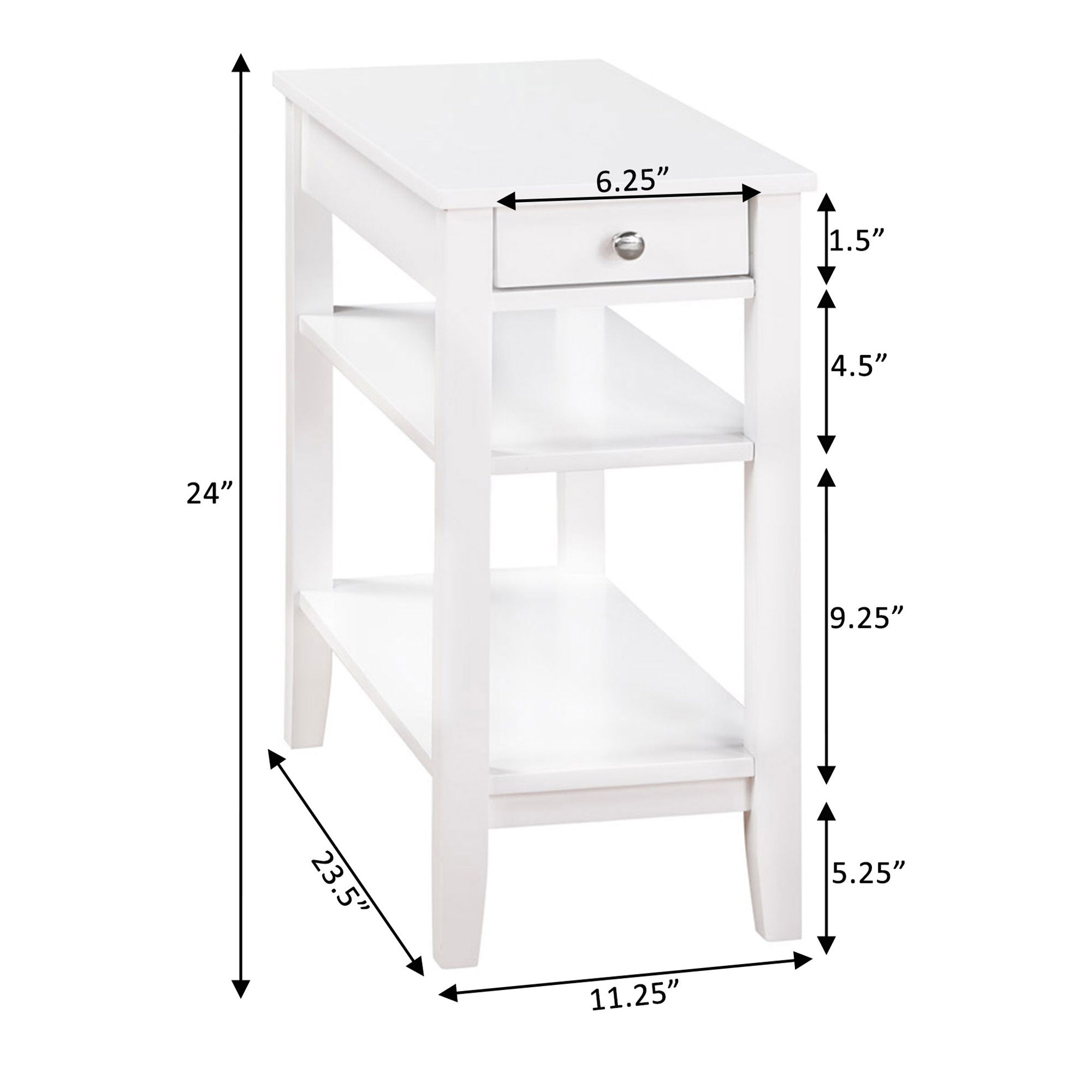 Convenience Concepts American Heritage End Table w/Charging Station, White(Used)