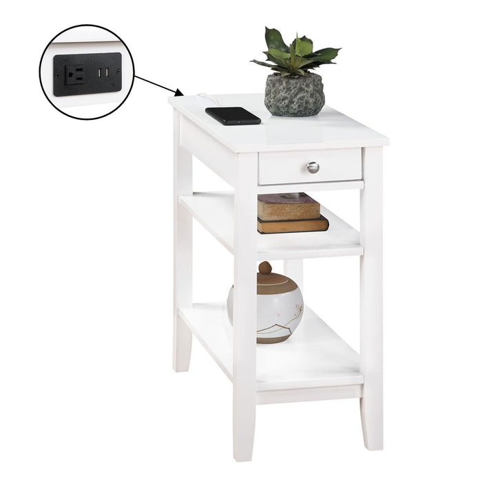Convenience Concepts American End Table w/Charging Station, White (Open Box) - VMInnovations