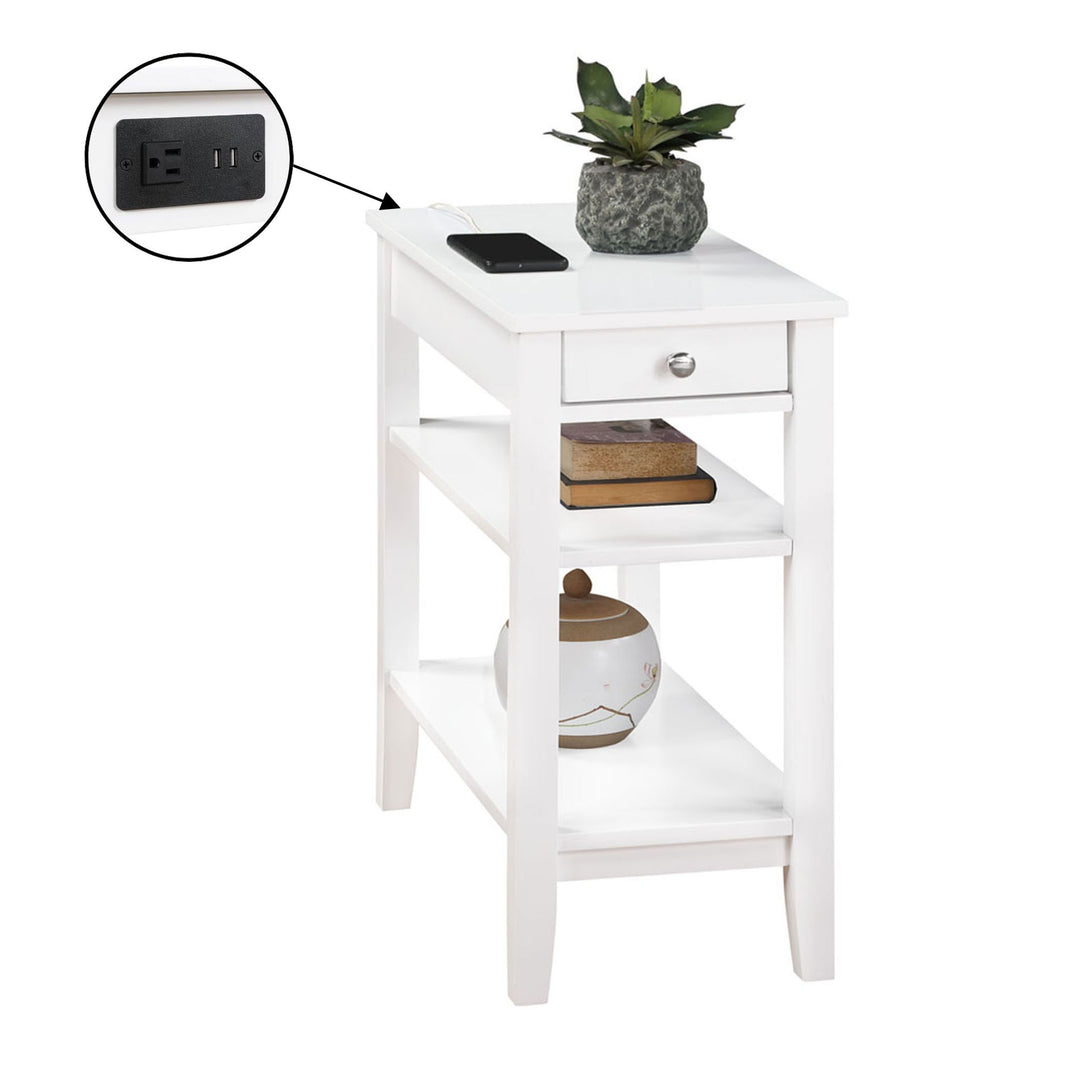 Convenience Concepts American Heritage End Table w/Charging Station, White(Used) - VMInnovations
