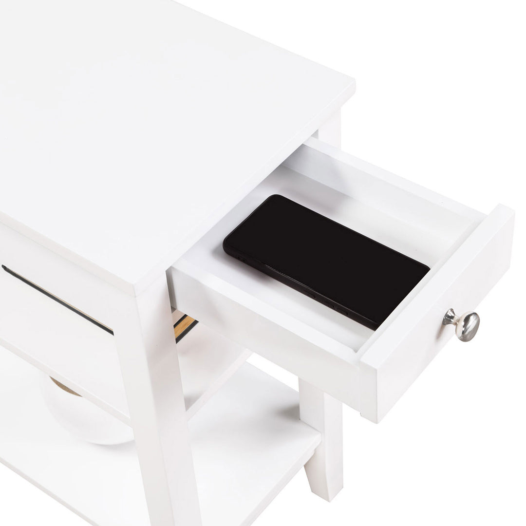 Convenience Concepts American Heritage End Table w/Charging Station, White(Used) - VMInnovations
