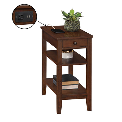 Convenience Concepts American Heritage End Table with Charging Station, Espresso
