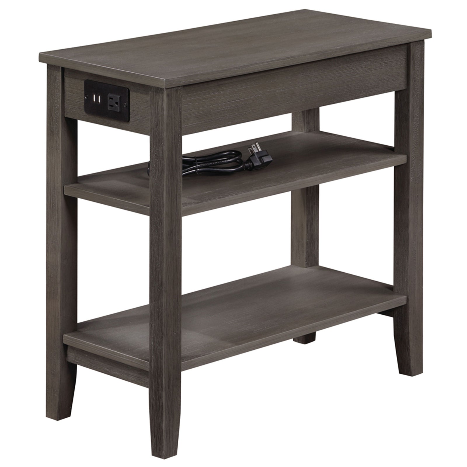 Convenience Concepts American Heritage End Table w/ Charging Station, Dark Gray - VMInnovations