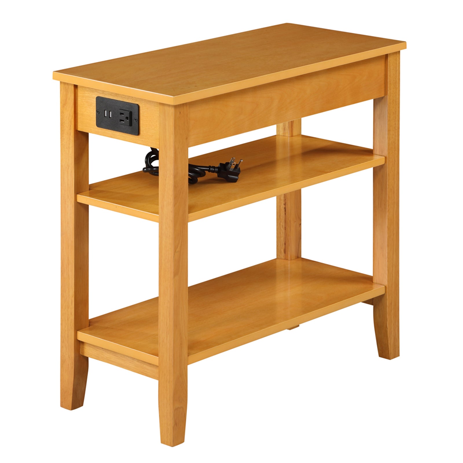 Convenience Concepts Heritage End Table w/ Charging Station, Natural (Open Box) - VMInnovations