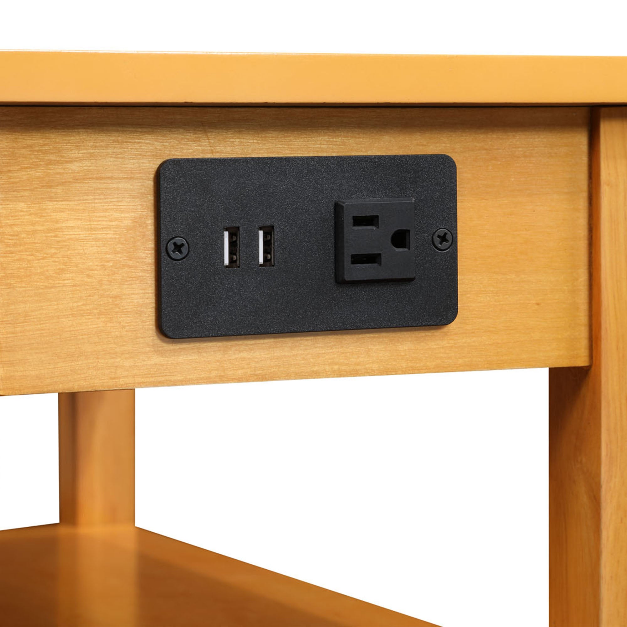 Convenience Concepts Heritage End Table w/ Charging Station, Natural (Open Box) - VMInnovations