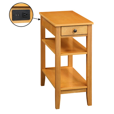 Convenience Concepts Heritage End Table w/ Charging Station, Natural (Open Box) - VMInnovations