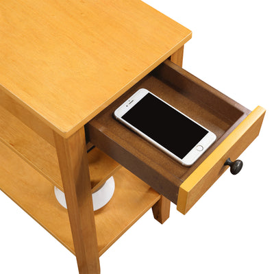 Convenience Concepts American Heritage End Table w/ Charging Station, Natural
