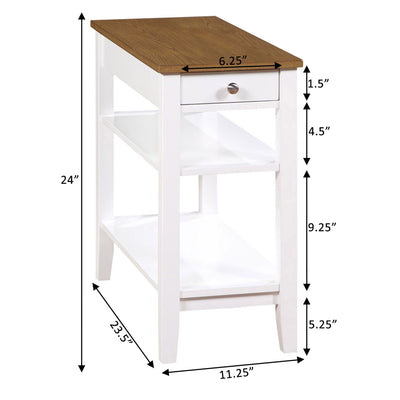 Convenience Concepts American Heritage End Table w/ Charging Station, Wood/White - VMInnovations