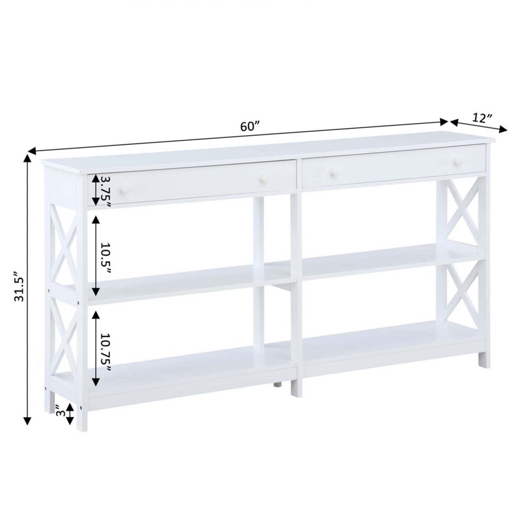 Convenience Concepts Oxford 60" Console Table w/ 2 Drawers & Shelves (Used) - VMInnovations