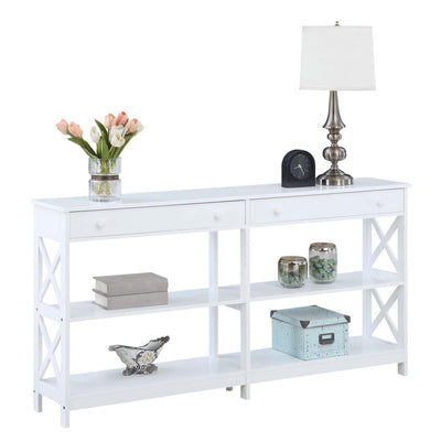 Convenience Concepts Oxford 60" Console Table with 2 Drawers and Shelves, White