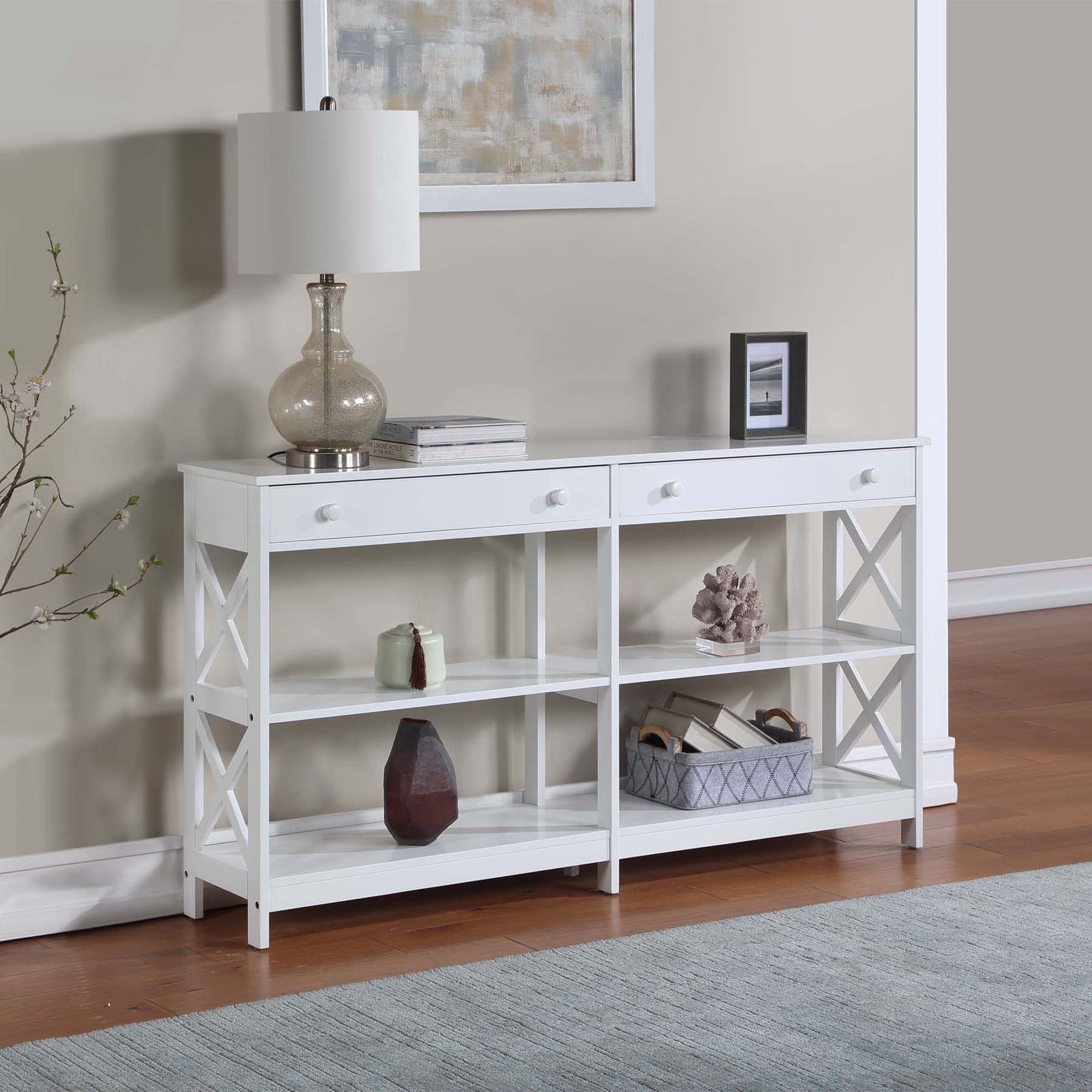 Convenience Concepts Oxford 60" Console Table w/ 2 Drawers & Shelves (Used) - VMInnovations