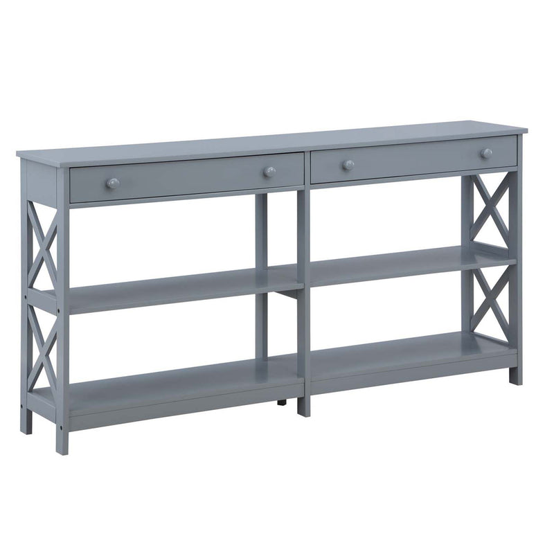 Convenience Concepts Oxford 60" Console Table with 2 Drawers and Shelves, Gray