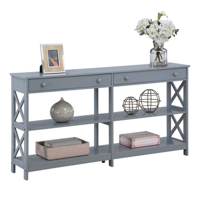 Convenience Concepts Oxford 60" Console Table with 2 Drawers and Shelves, Gray