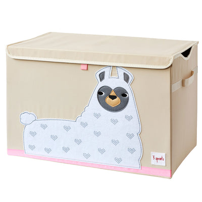 3 Sprouts Rectangular Storage Trunk Soft Fabric Toy Chest Box with Lid, Llama