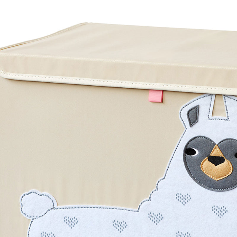 3 Sprouts Rectangular Storage Trunk Soft Fabric Toy Chest Box with Lid, Llama