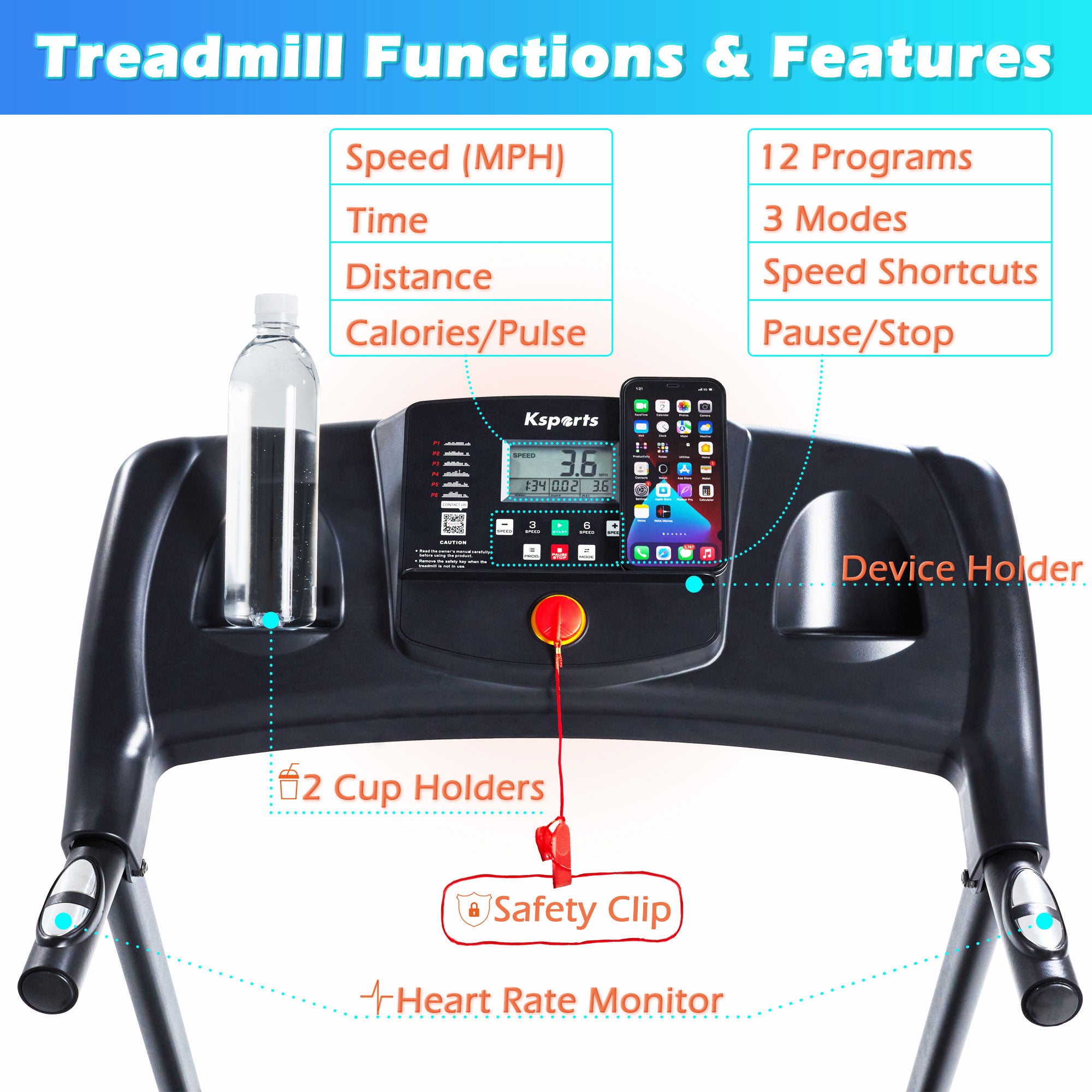 Ksports Multi-Functional Treadmill Cardio Strength Workout Set(Open Box) - VMInnovations