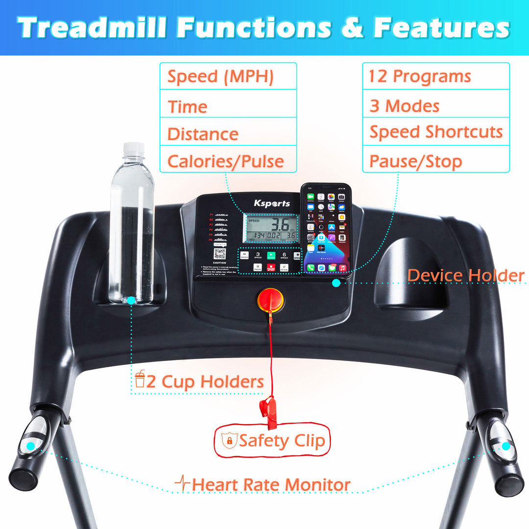 Ksports Multi-Functional Electric Treadmill Cardio Strength Training Workout Set