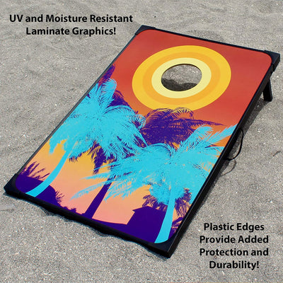 Driveway Games Bean Bag Toss Board Cornhole Set w/Carry Bag, Tropical (Used) - VMInnovations