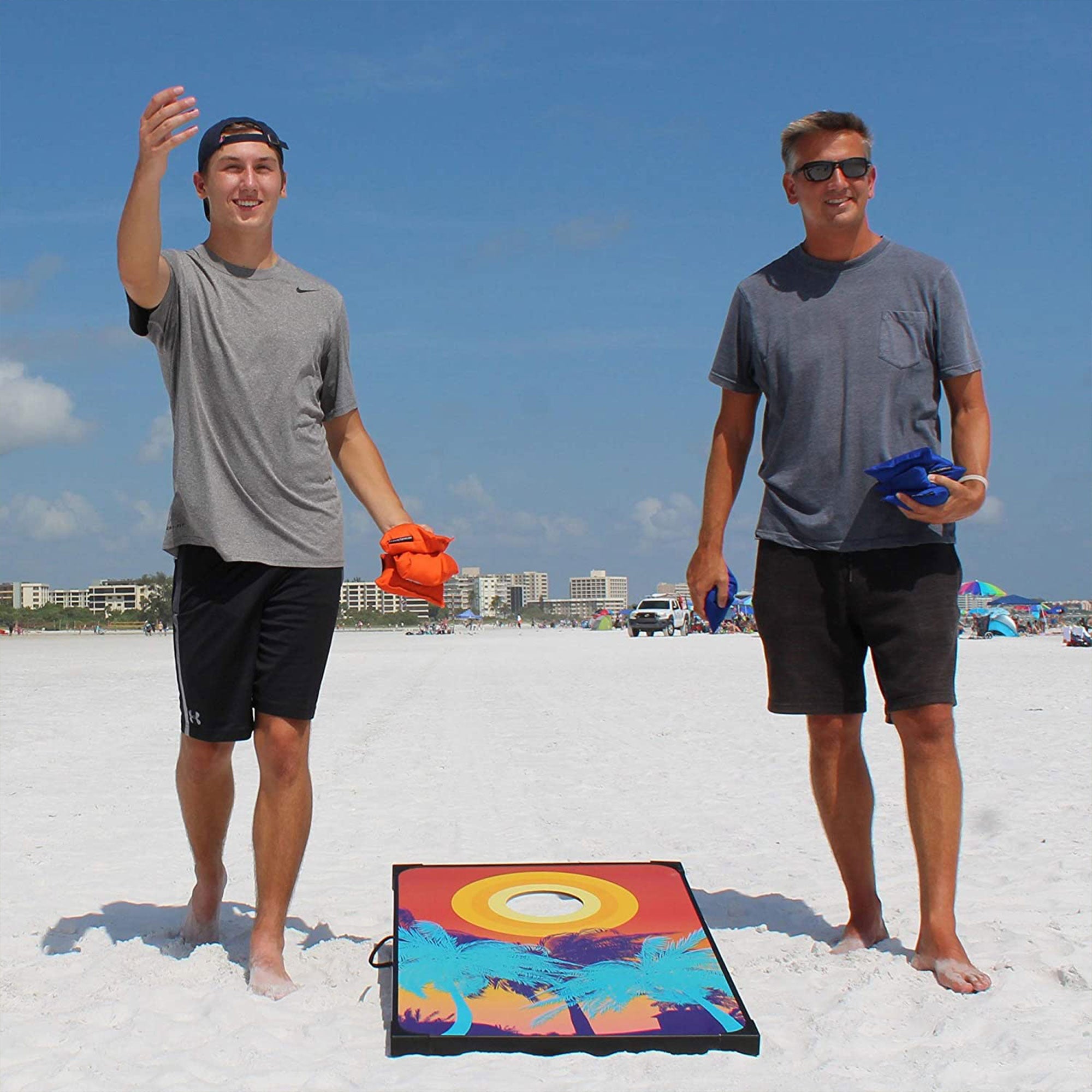 Driveway Games Tailgate Bean Bag Toss Board Cornhole Set w/Carry Bag, Tropical - VMInnovations