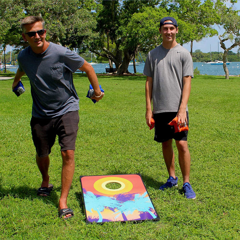 Driveway Games Bean Bag Toss Board Cornhole Set w/Carry Bag, Tropical (Used)