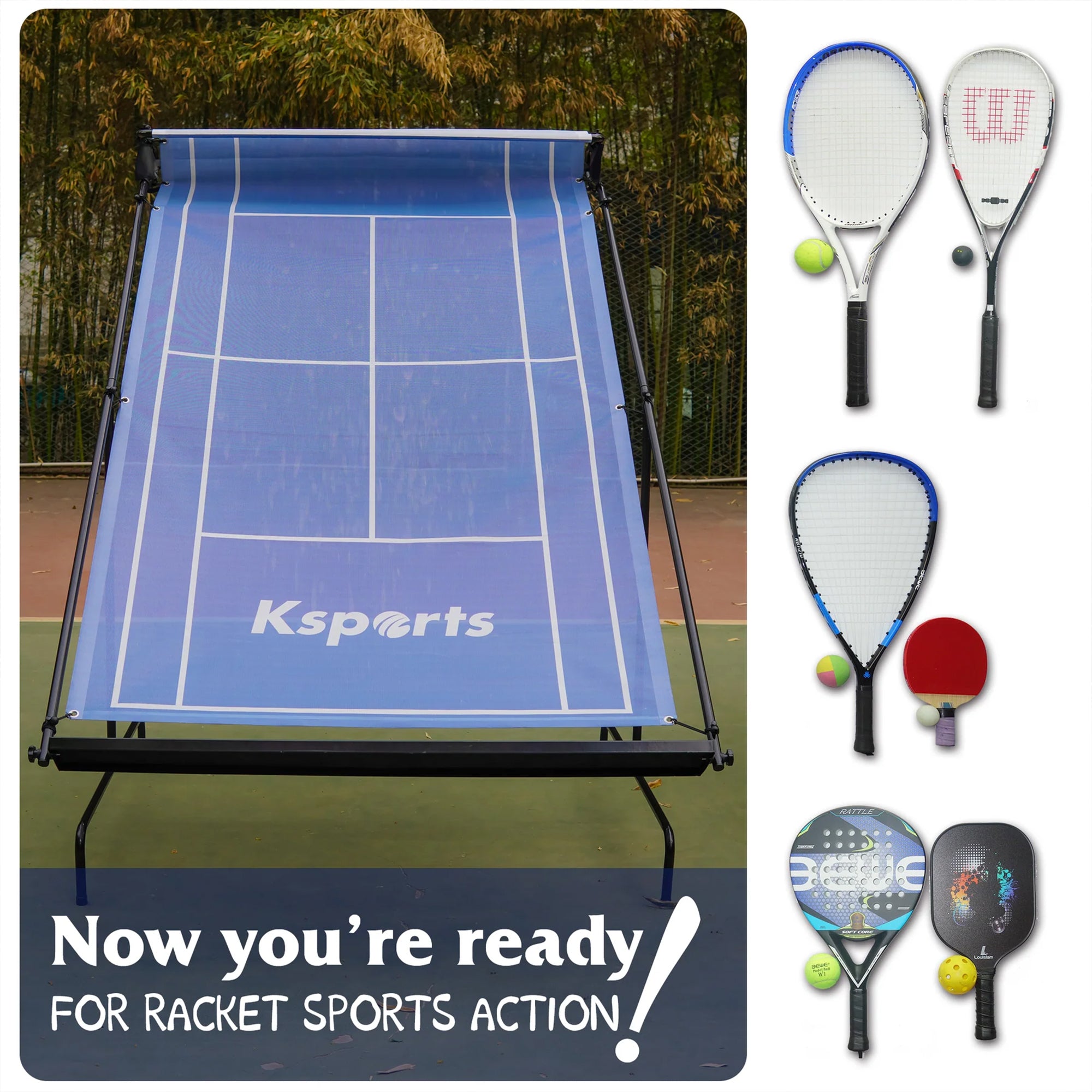 Ksports Portable Weatherproof Tennis Rebounder Net with Carry Bag (For Parts) - VMInnovations