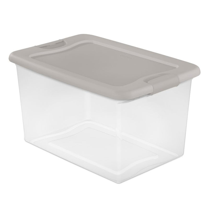 Sterilite 64 Quart Clear Latching Storage Container Box, Grey Pumice (6 Pack)