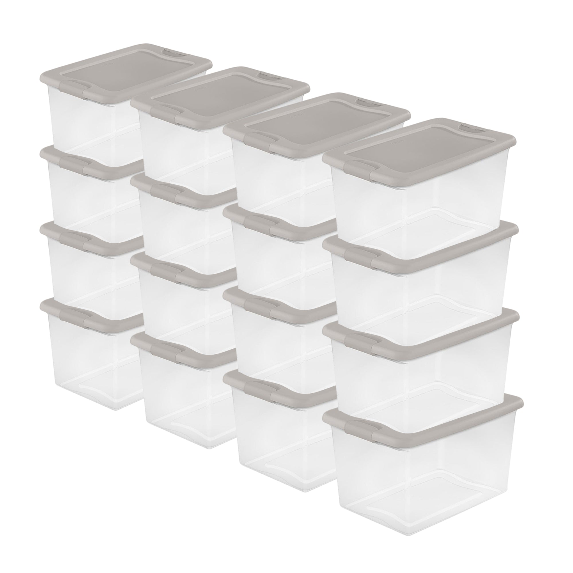 Sterilite 64 Quart Clear Latching Storage Container Box, Grey Pumice (12 Pack) - VMInnovations