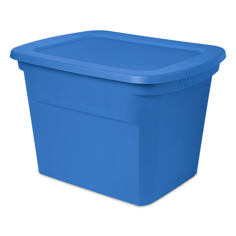 Sterilite 18 Gal Stackable Storage Box Container w/Handles, Blue Summer (8 Pack)